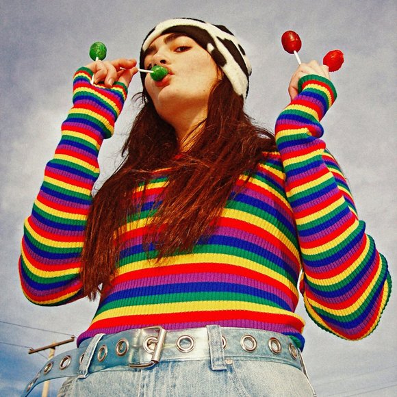 UNIF Tops - 🌈 RARE UNIF 'Bobo' rainbow stripe top 🌈
